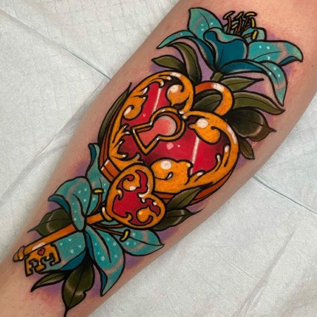 Lilies And Keyhole Tattoo
