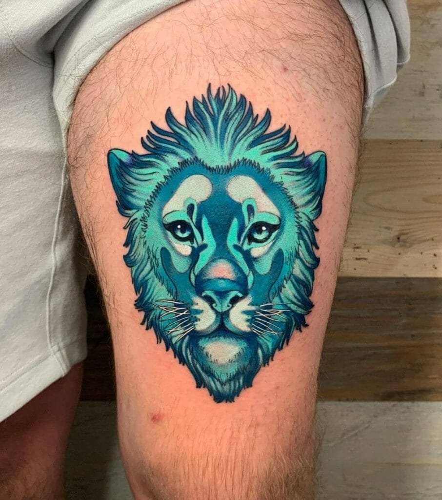 Lion Head Monochromatic Tattoos 