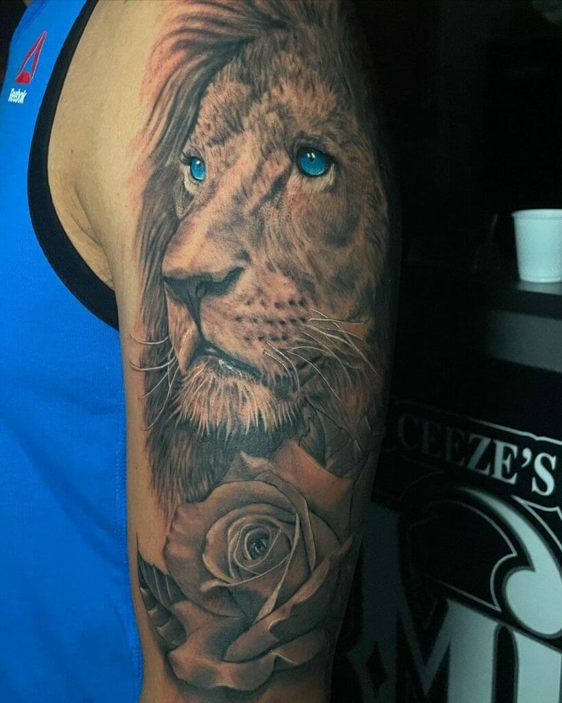 Lion-Rose Tattoo