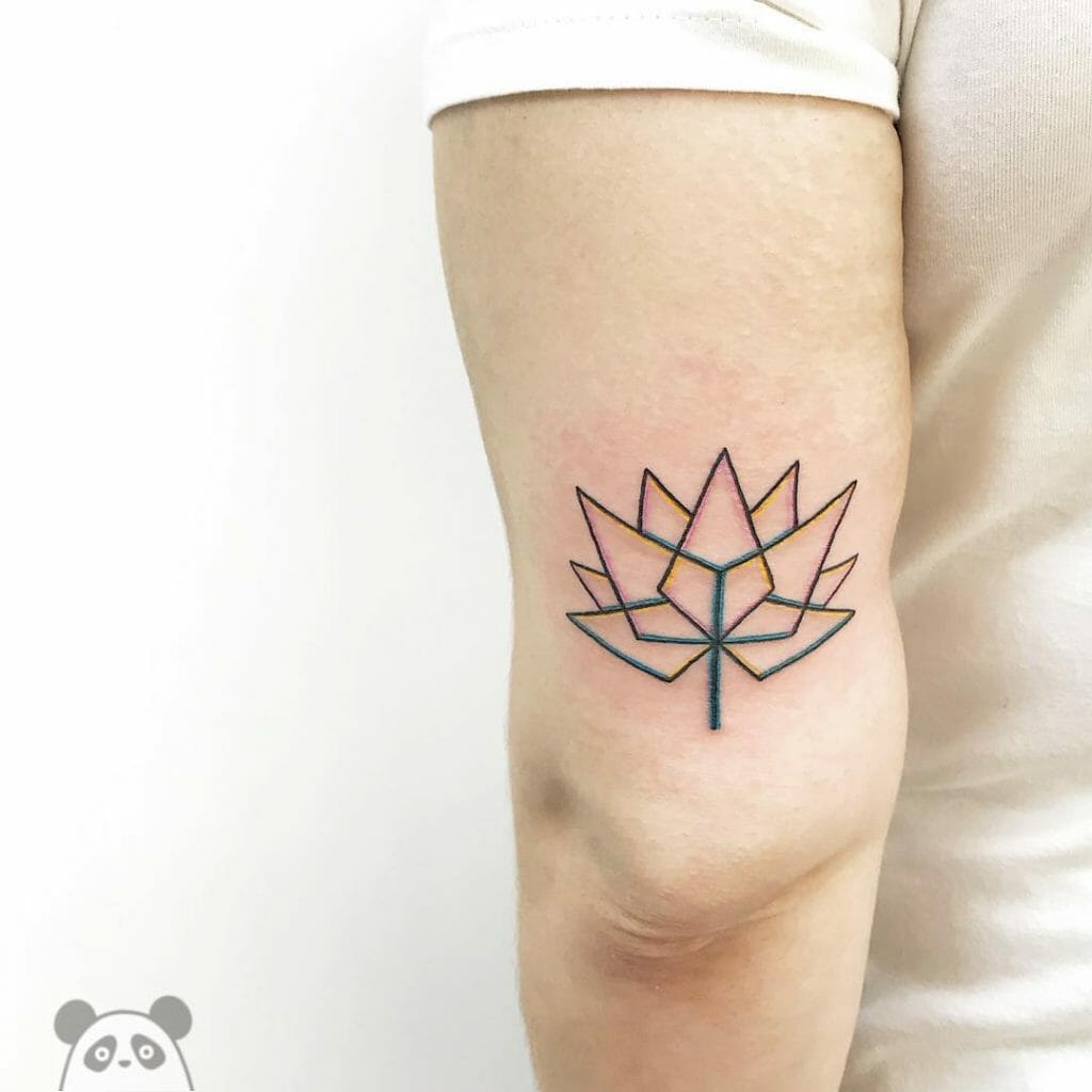 Maple Geometric Leaf Tattoo For Fall Season