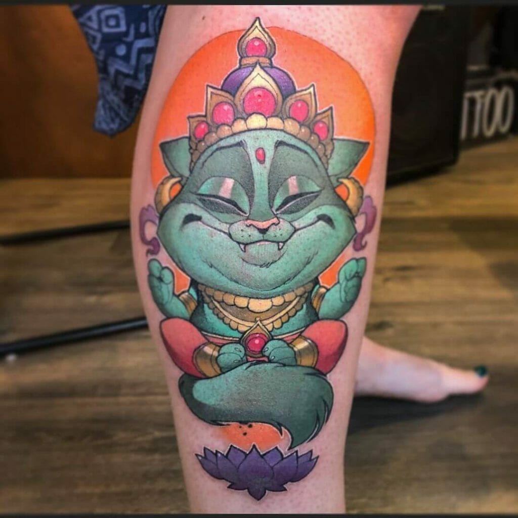 Meditating Cat Tattoo