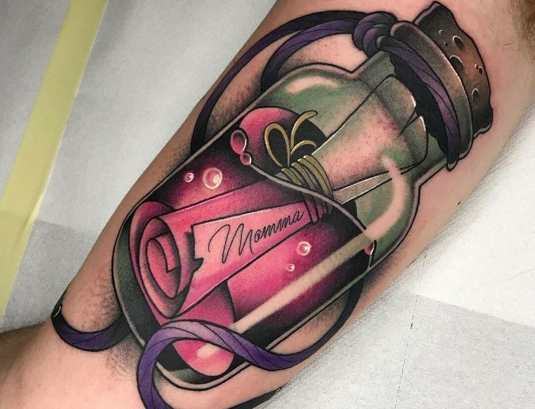 I love this ship in a bottle tattoo!! It was fun because it wasn't the  simple take on the typical design you normally see! It's upgra... |  Instagram