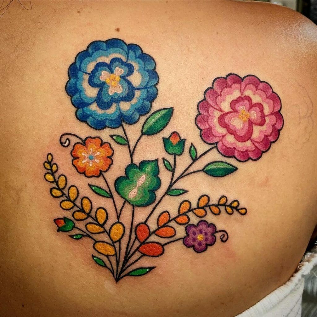 Mexican Flowers Tattoo For Family