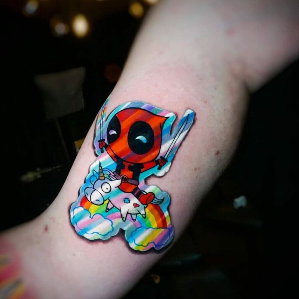 Mini Deadpool Comic Holographic Tattoo