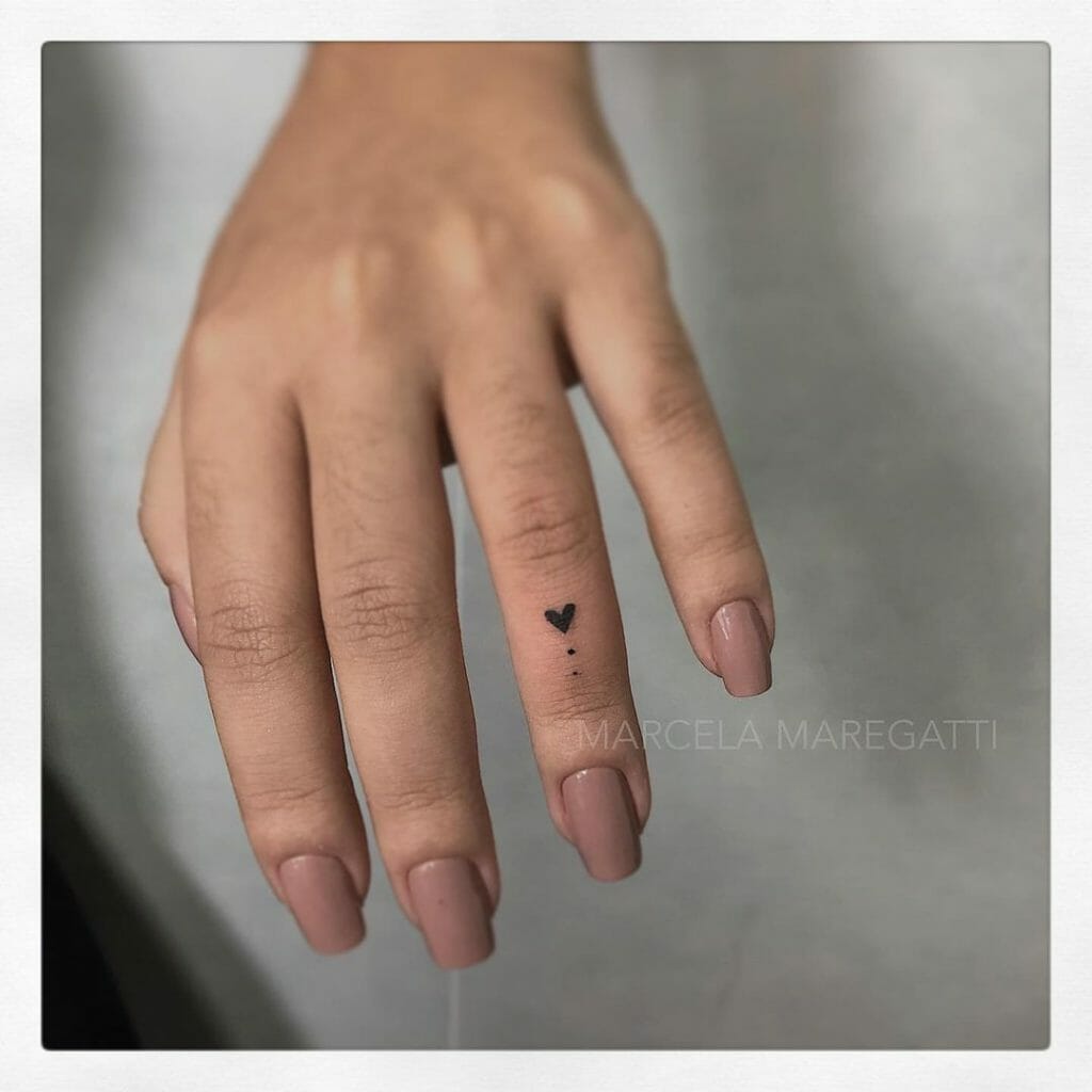 Mini Heart Tattoo On Finger