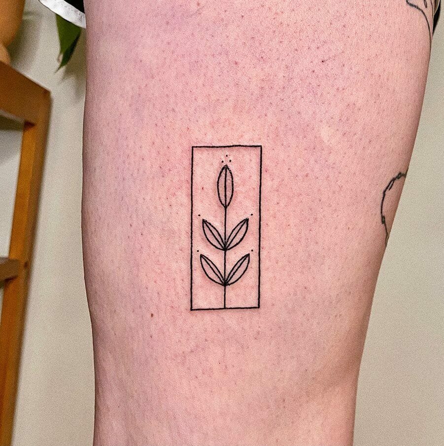 Minimal Boxed Plant Stick and Poke Tattoo