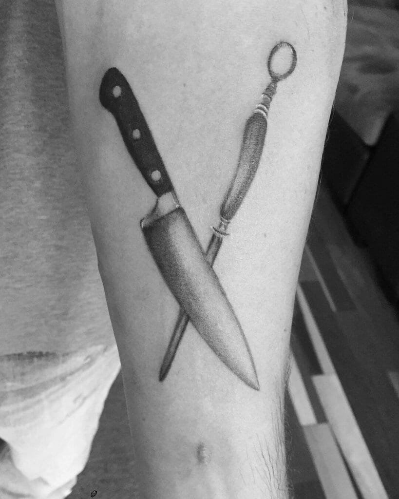 Minimal Butcher Knife Tattoos
