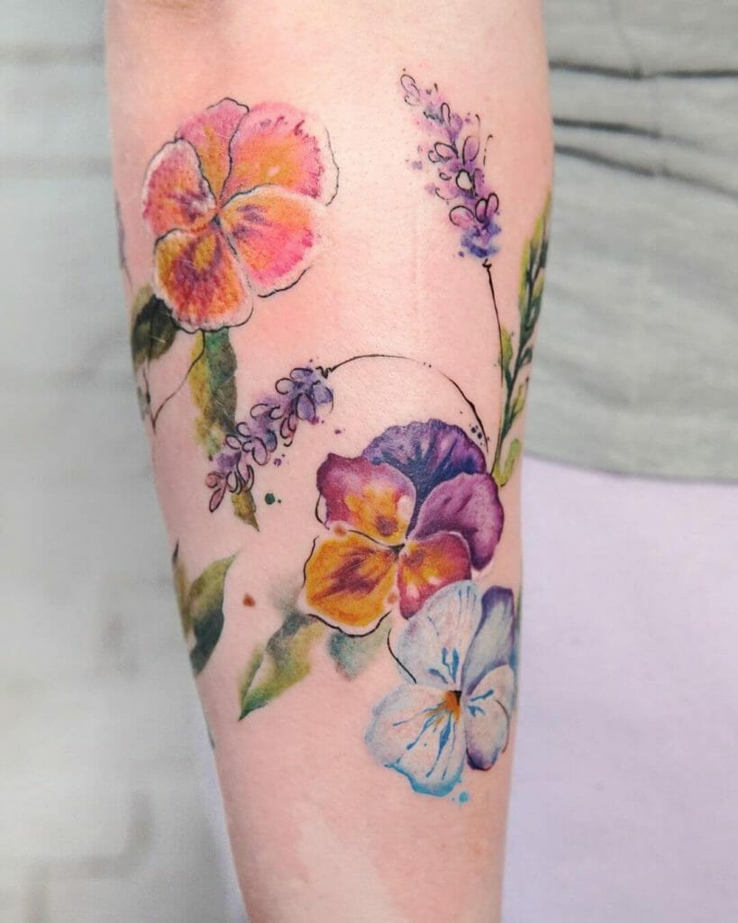 Mix Flower Watercolor Tattoos