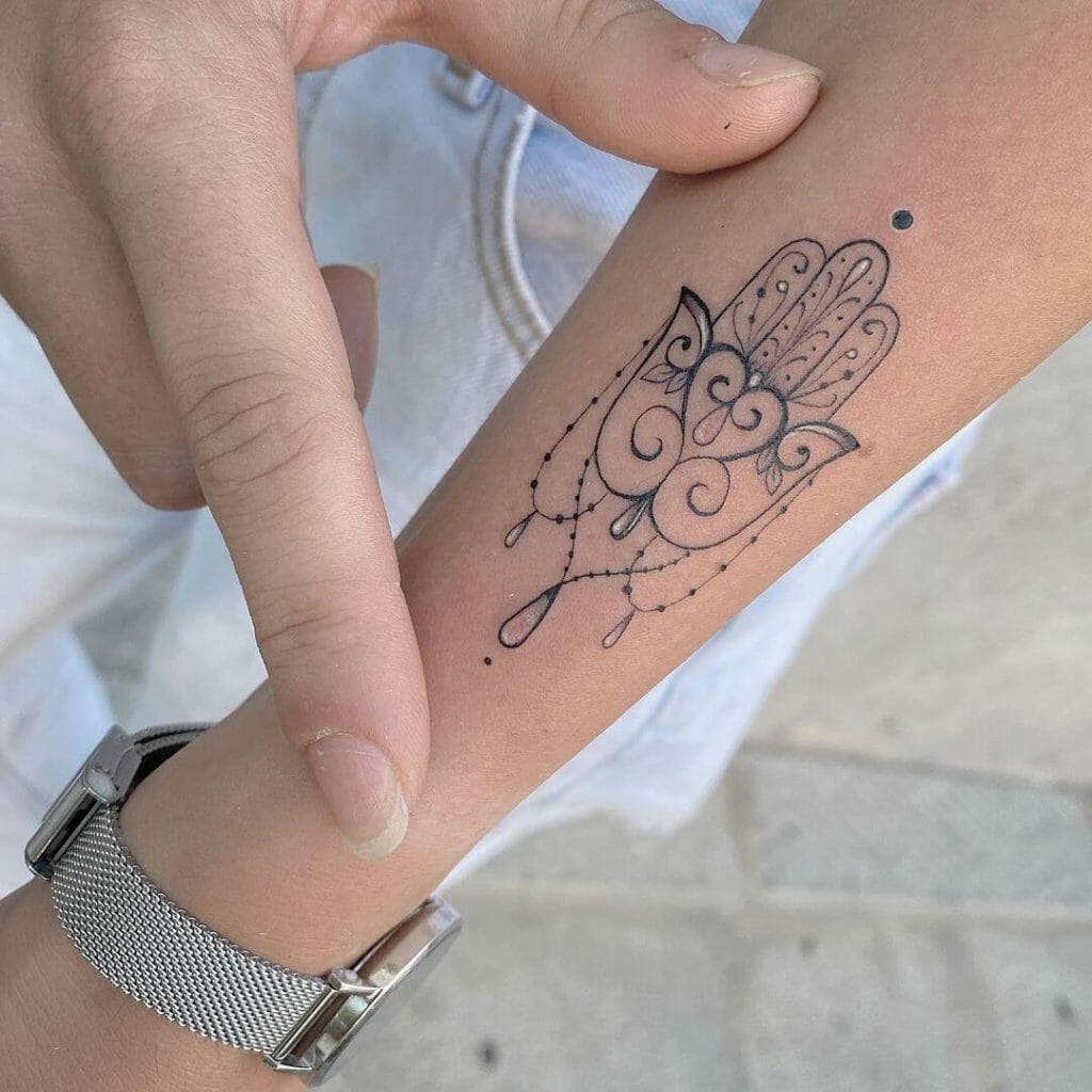 Modern And Minimal Hamsa Hand Tattoo