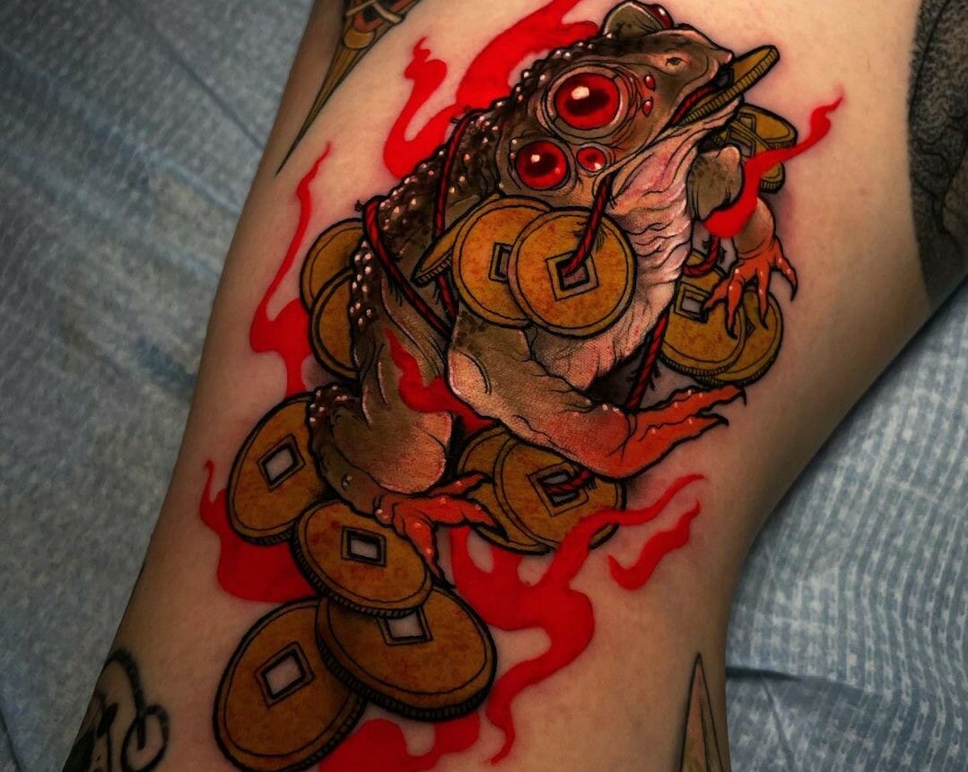 The Jin Chan or Money toad done at Flying Eye Tattoo Mendon MA  r tattoos