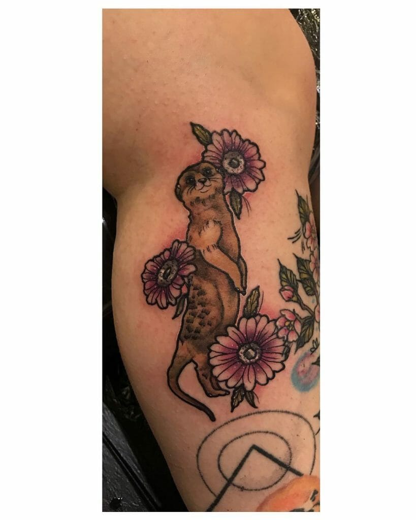 Mongoose Floral Tattoo