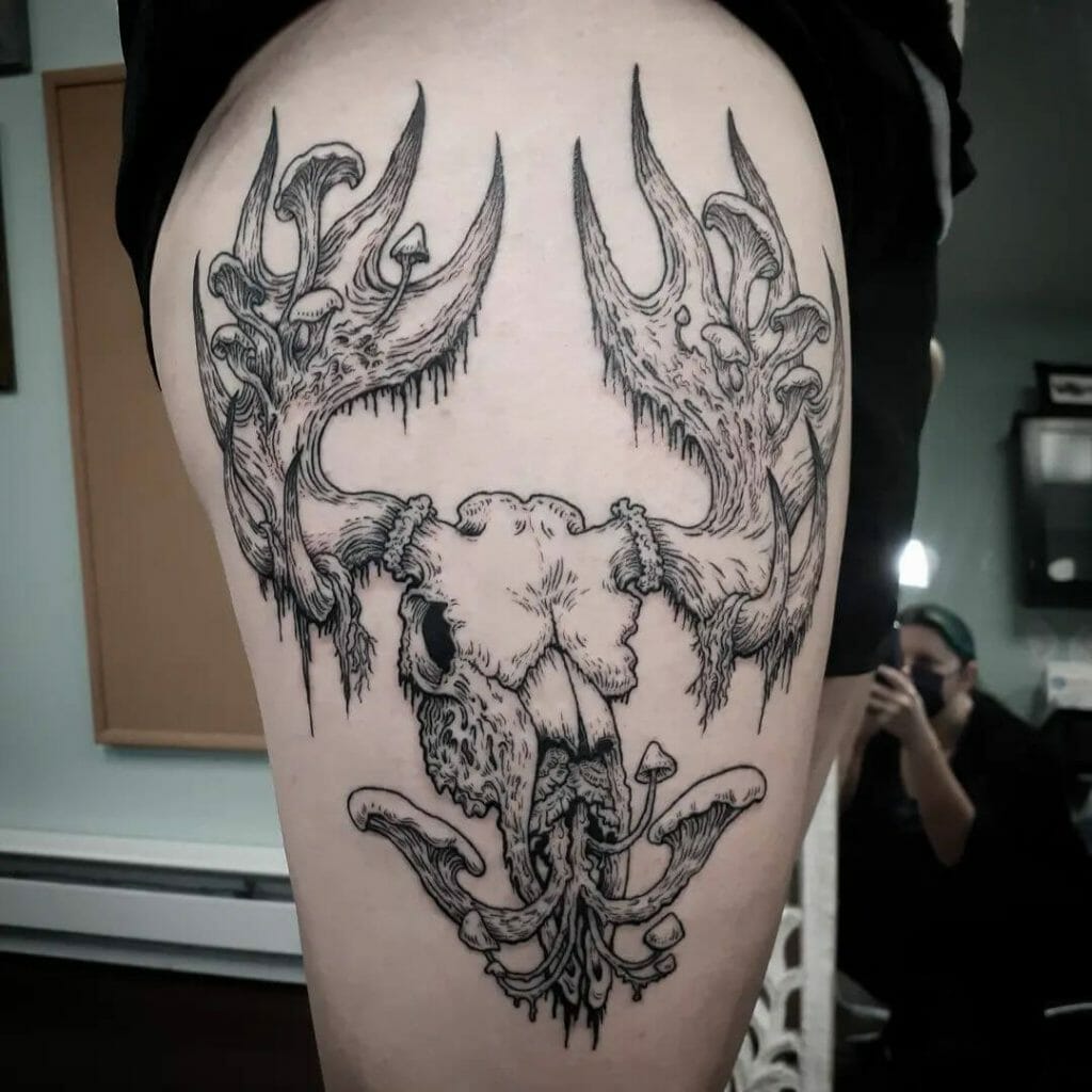Moose Skull Psychedelic Tattoo