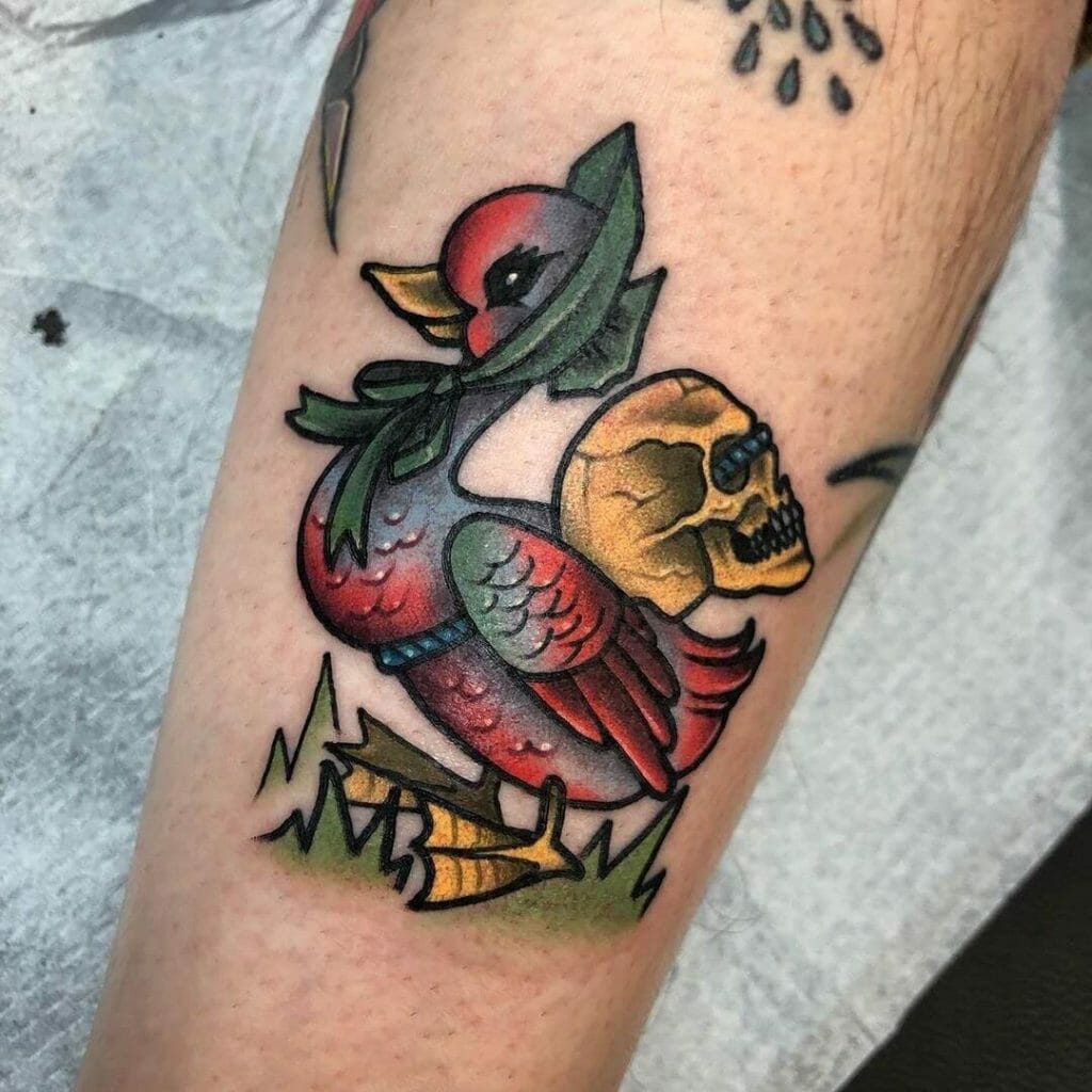 Mother Goose With Skeleton Tattoo