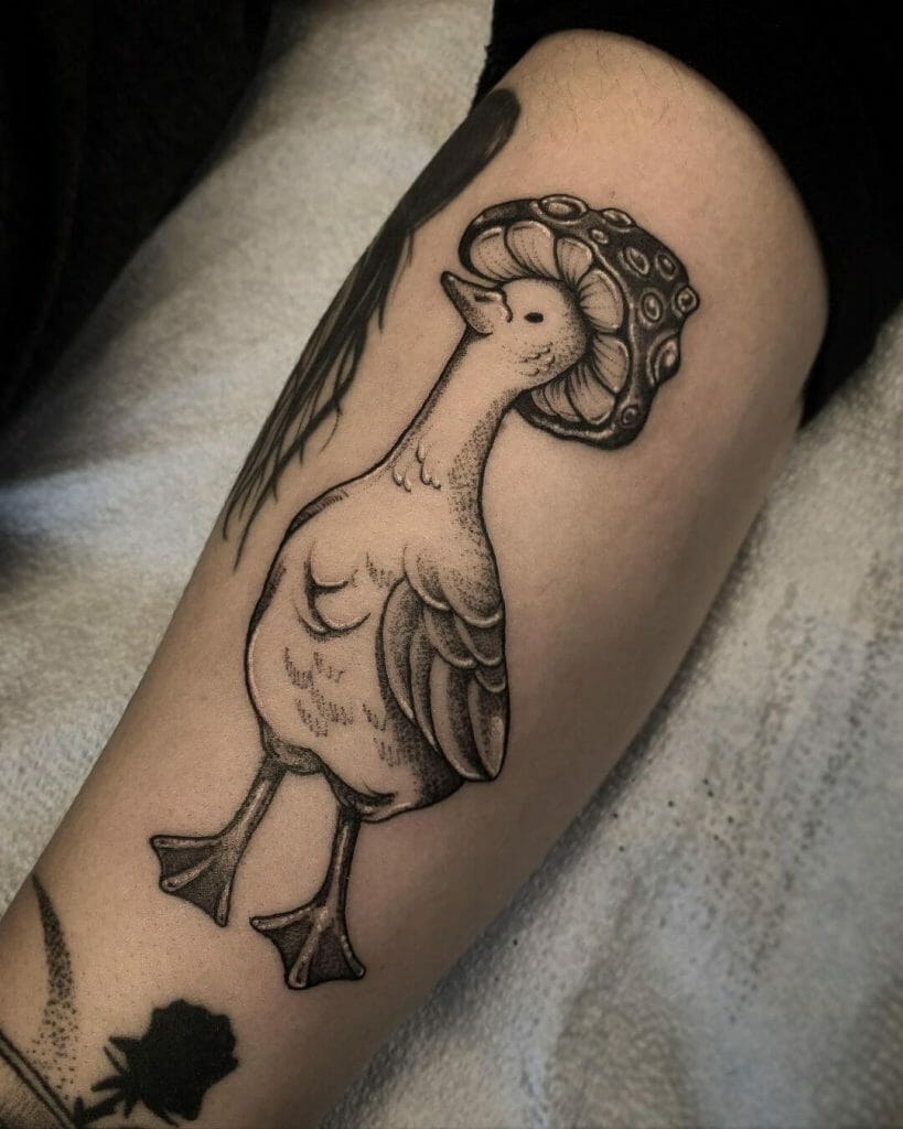 Mushroom-Head Goose Tattoo