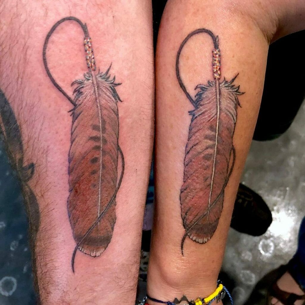 Native American Hawk Feather Arm Tattoo