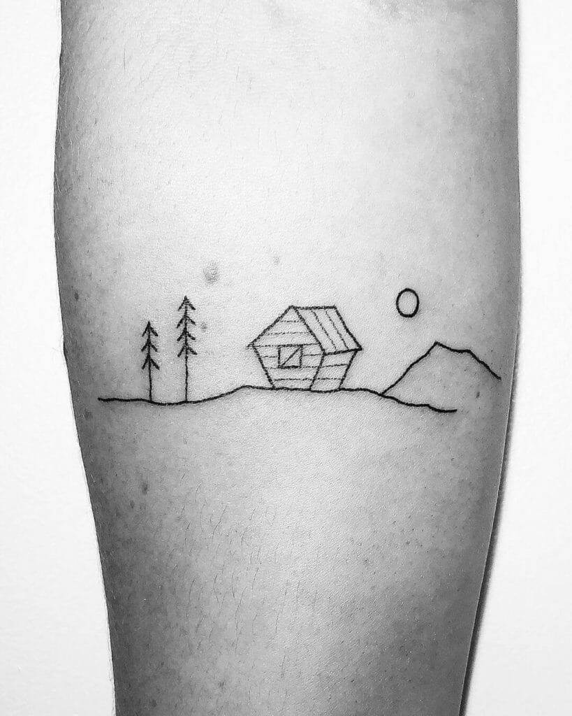 Nature And House Minimalist Tattoo Ideas