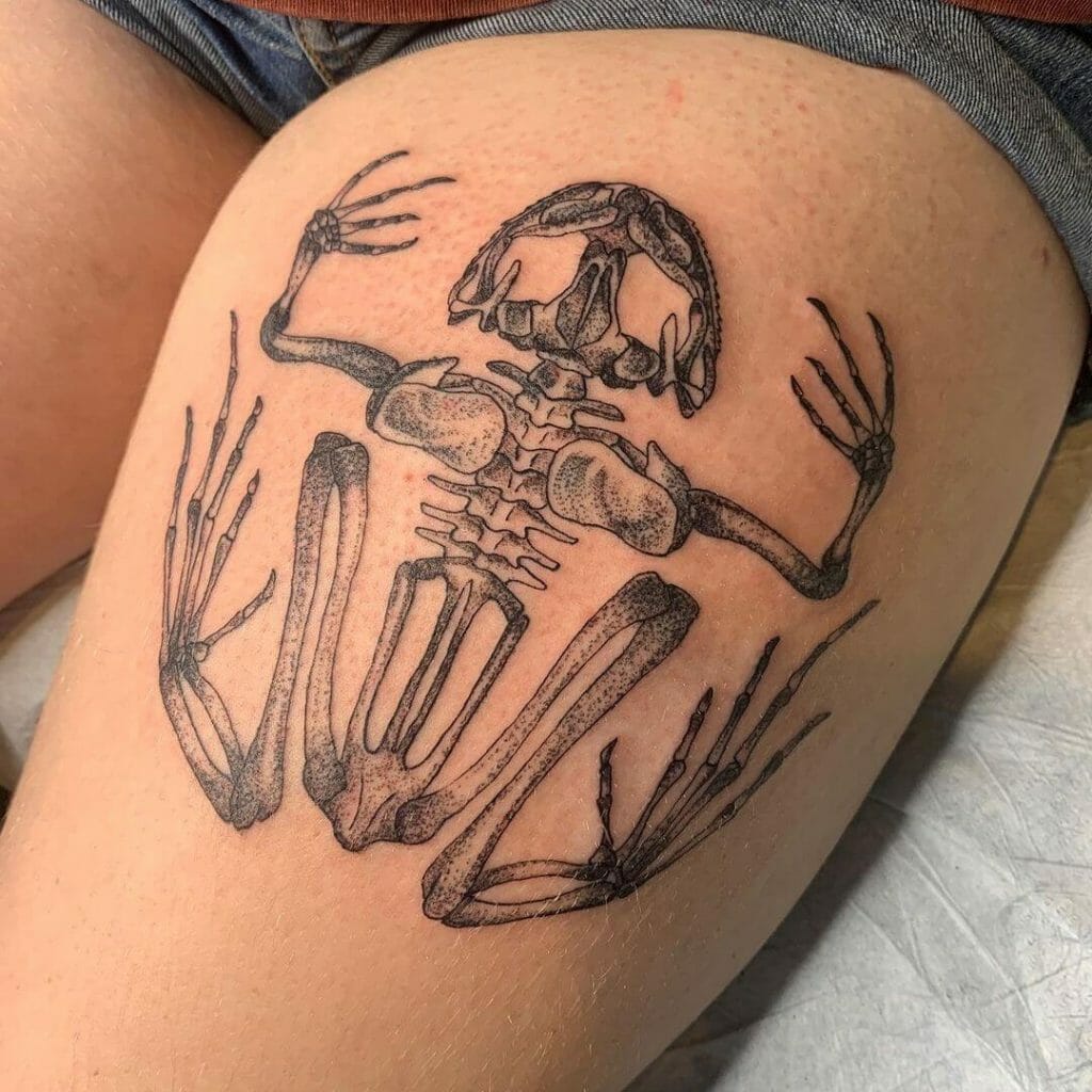Navy SEAL Skeleton Frog Tattoo on Thigh