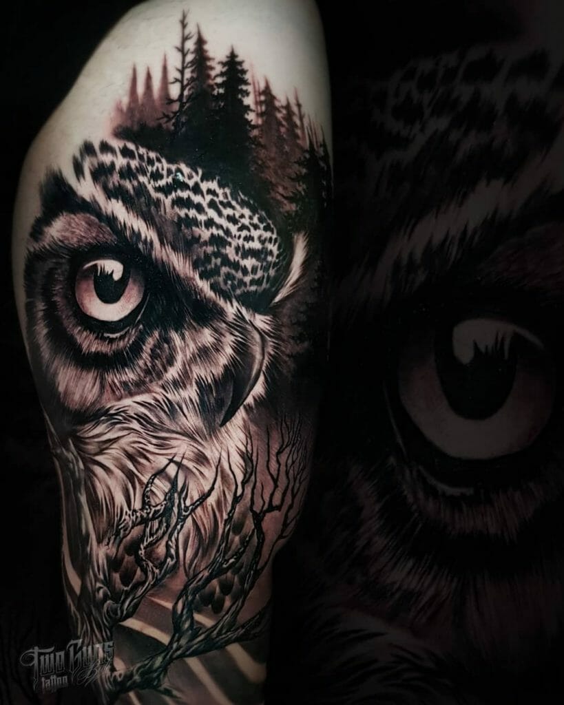 Night Winger Great Horned Owl Tattoo