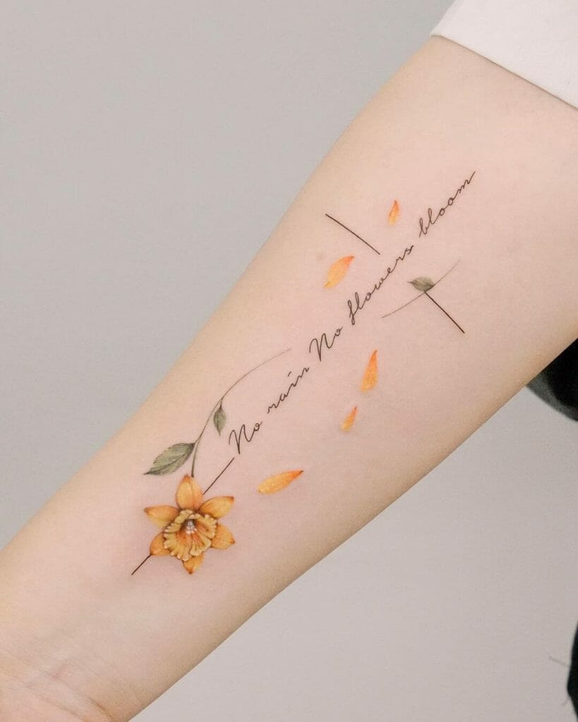 No Rain No Flowers Bloom Tattoo