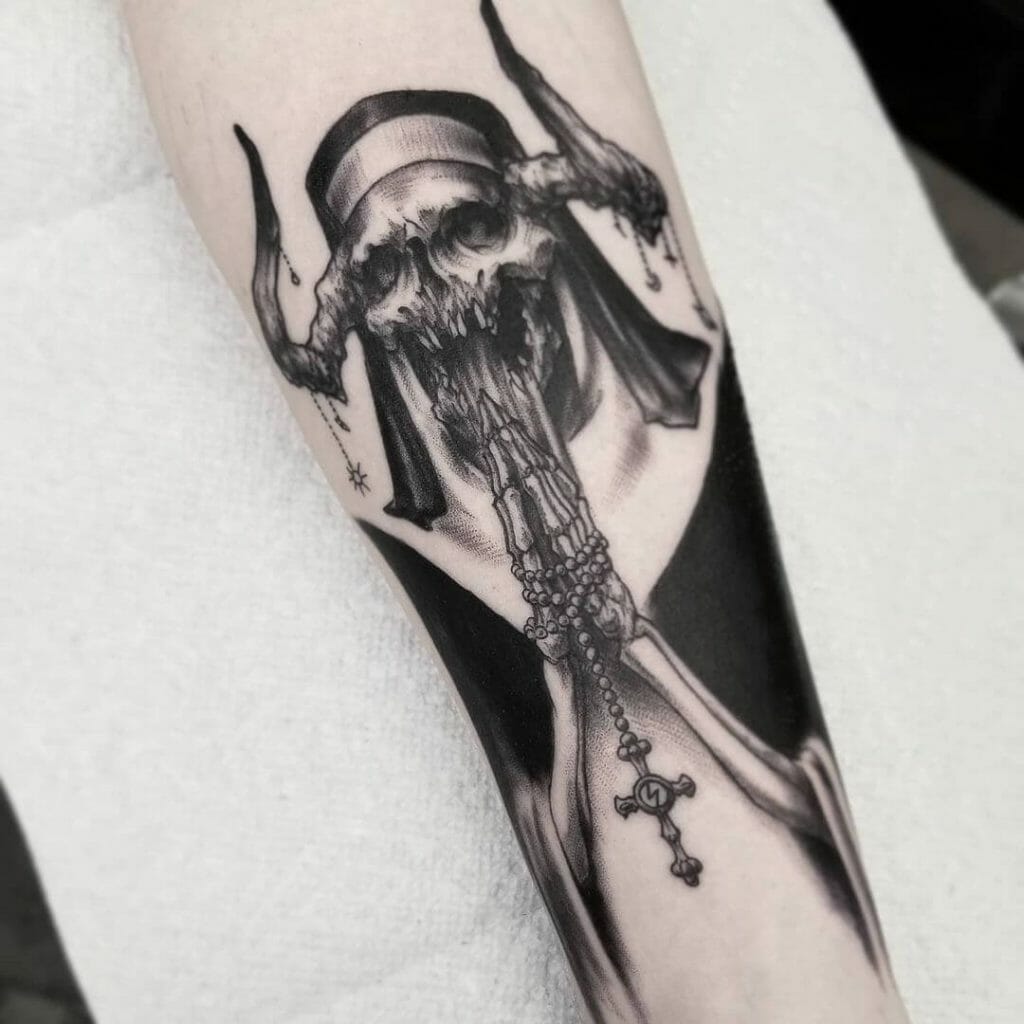 Nun And Skull Evil Tattoo