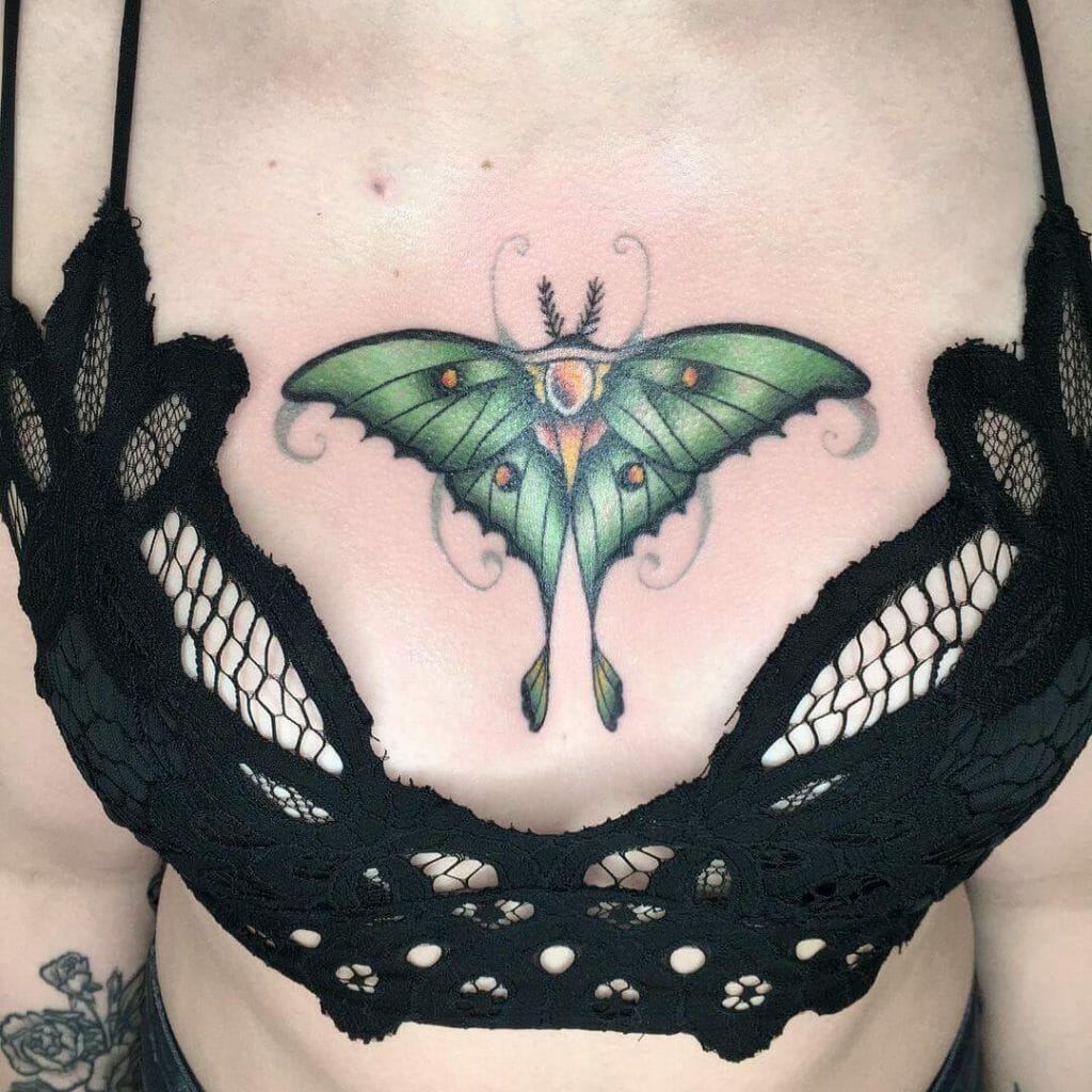 Orange And Green Butterfly Tattoo