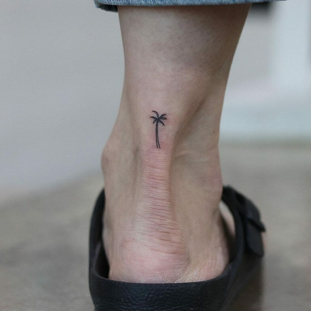 Palm Tree Minimalist Tattoo For Beach Lovers