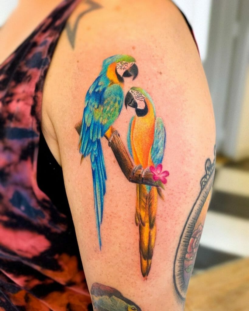 Parrots Looking Like Lovebirds Tattoo