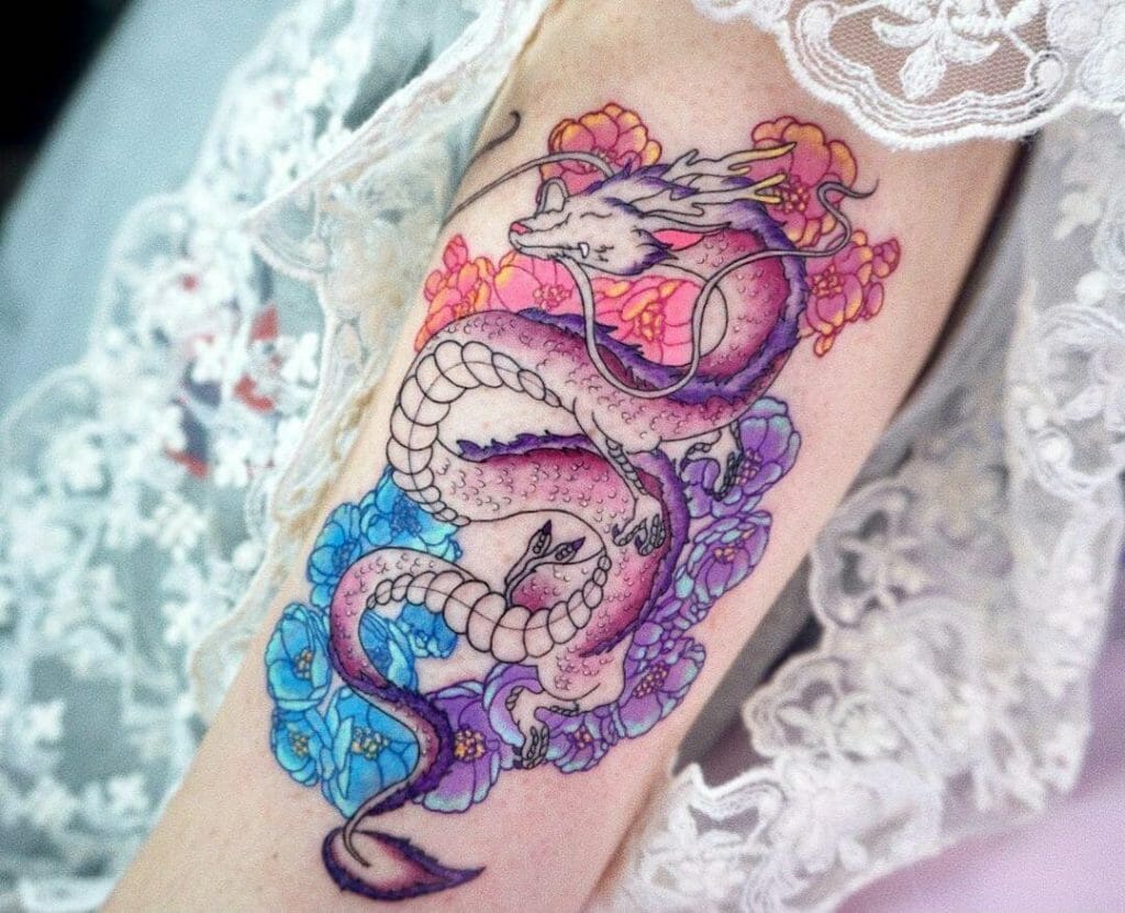 Pink Colored Dragon Tattoo