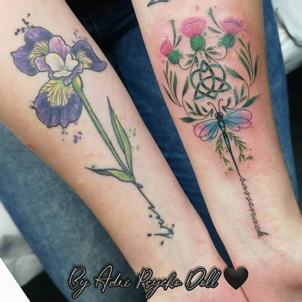 Pink and Purple Blossom Tattoo