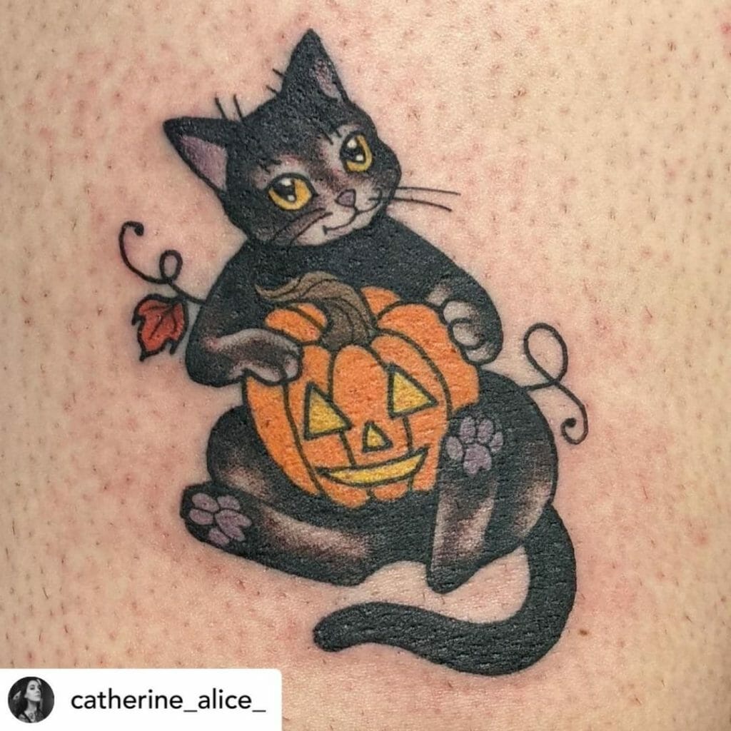 Pumpkin Cat Tattoo