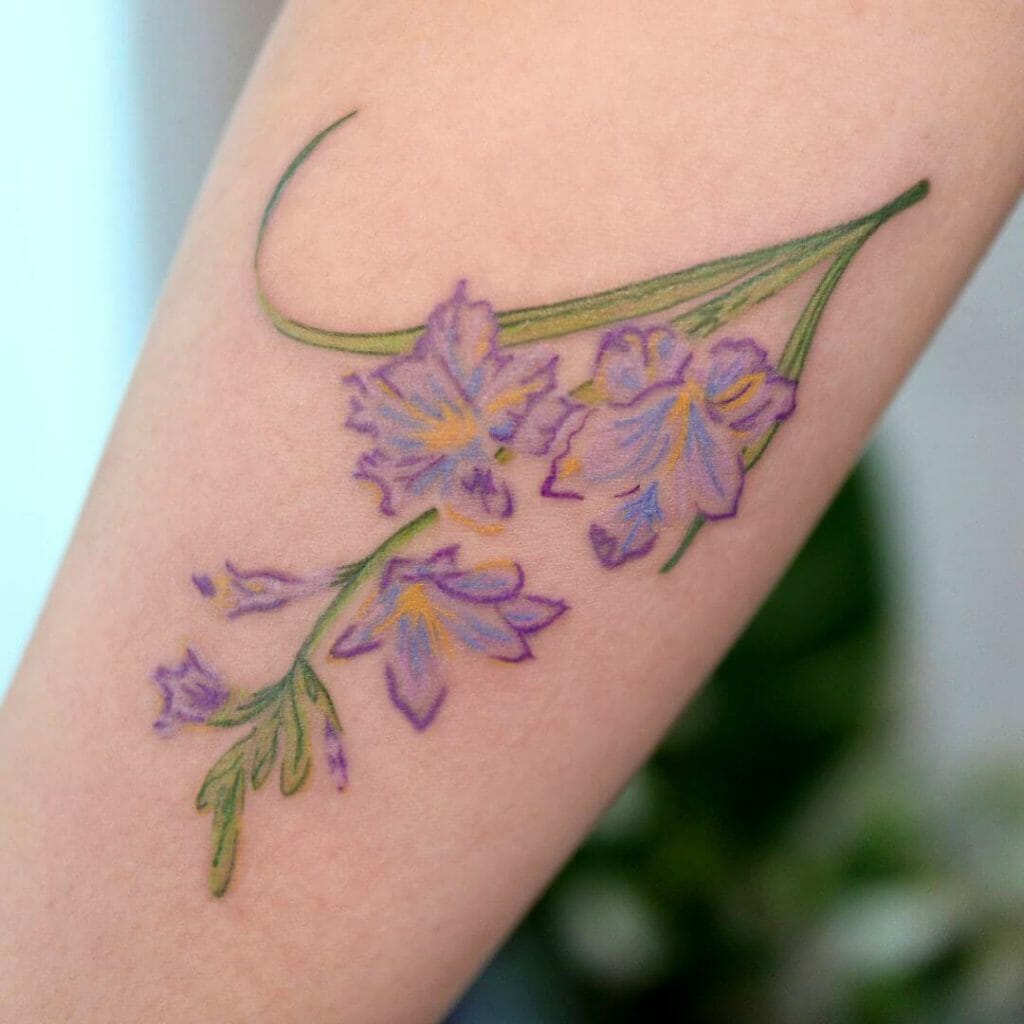 Purple Gladiolus Flower Tattoos