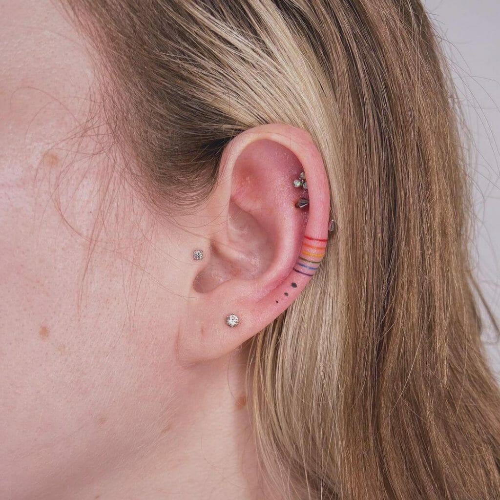 Rainbow Ear Tattoo