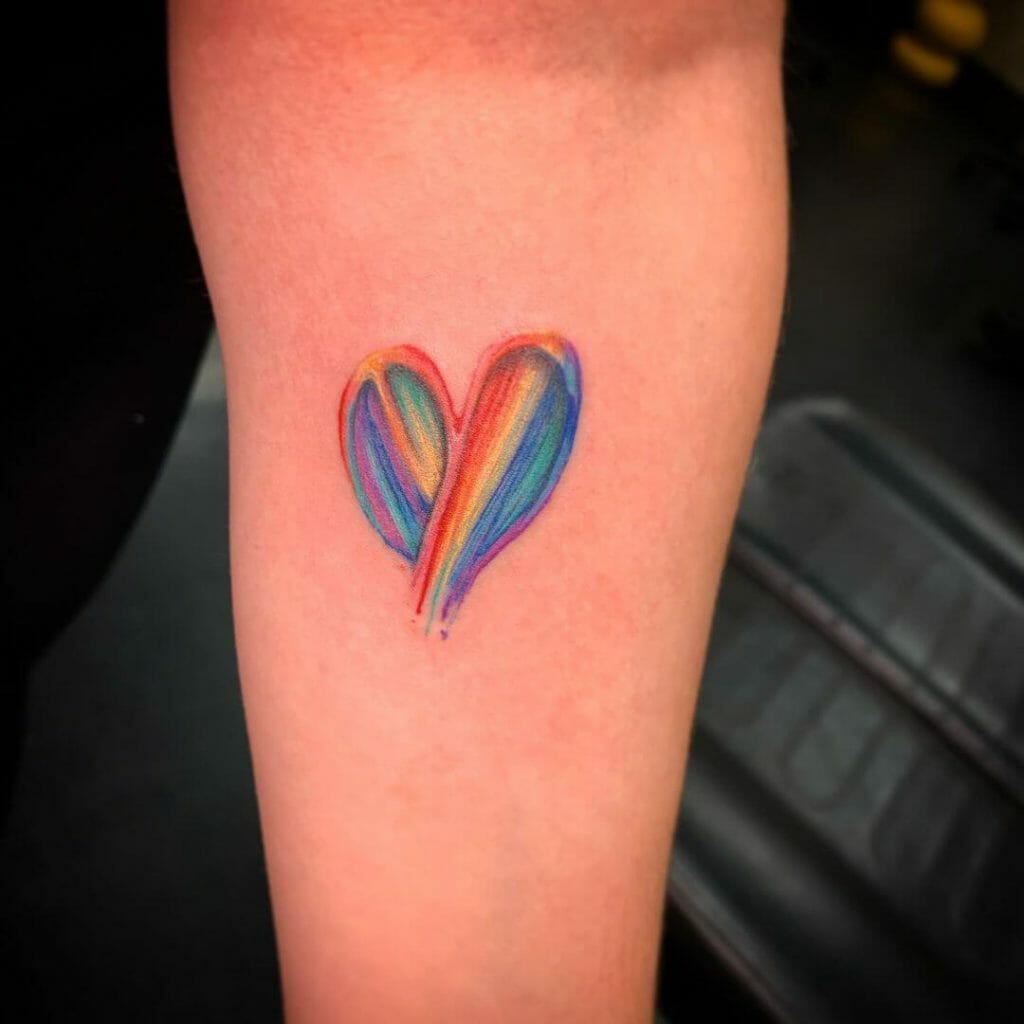 Rainbow Heart No Outline Water Colour Tattoo
