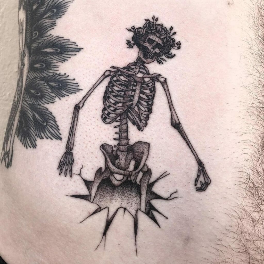 Realism Grateful Dead Skeleton Tattoo. 