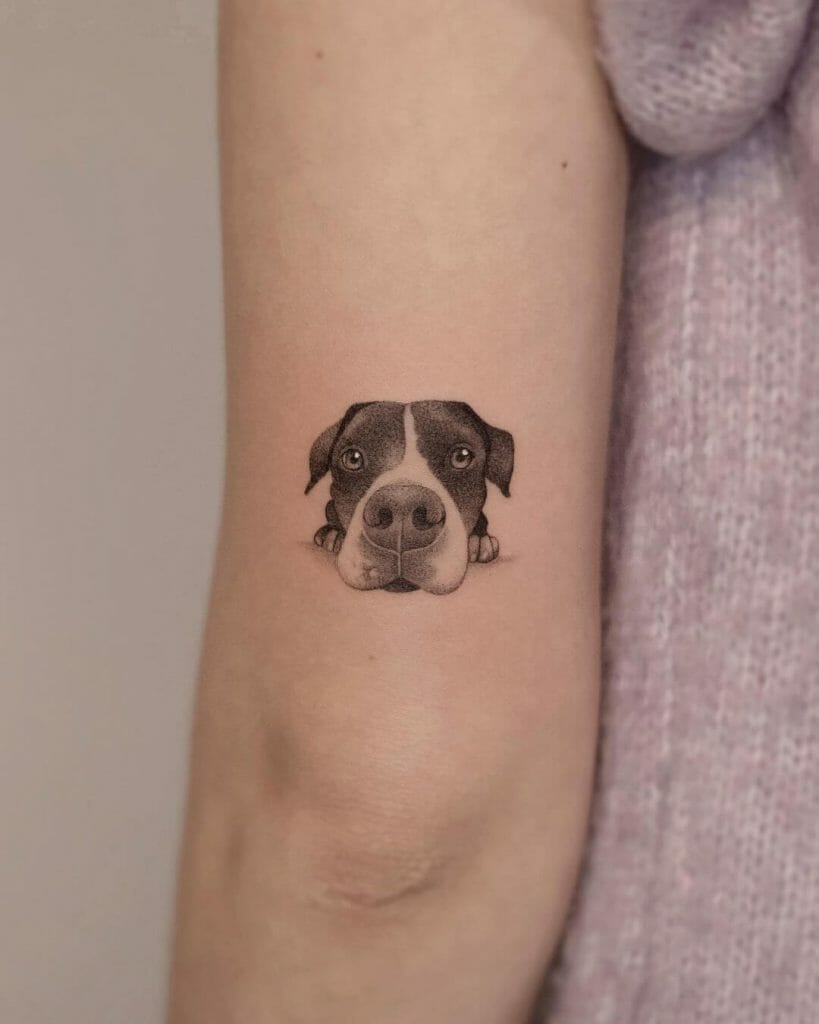 Realistic Dog Stick And Poke Tattoo