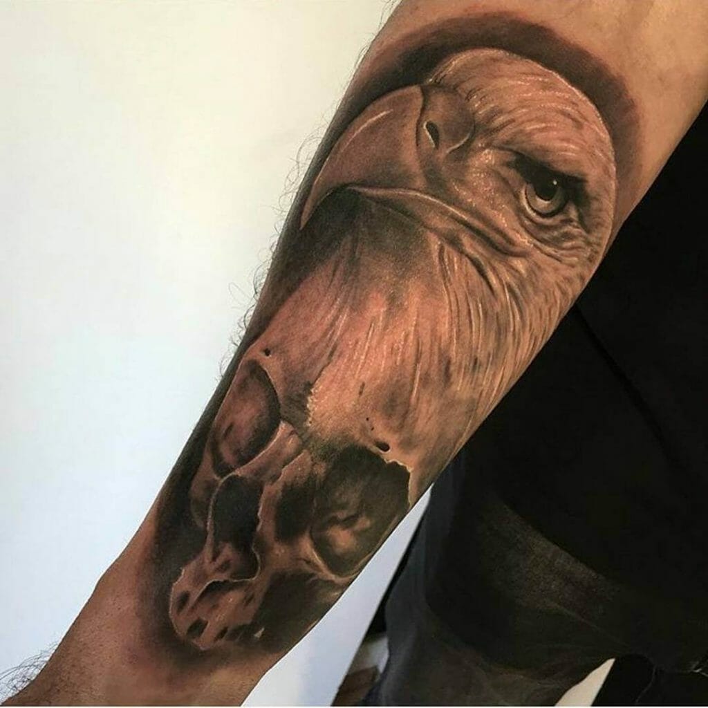Realistic Skull And Eagle Tattoo Designs