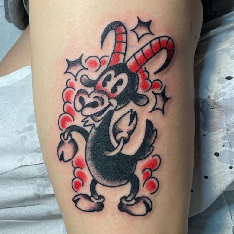 Red And Black Goat Tattoos