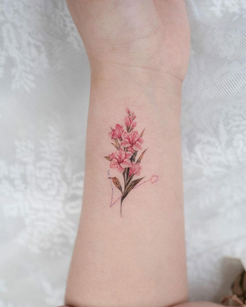Red Gladiolus Flower Tattoo