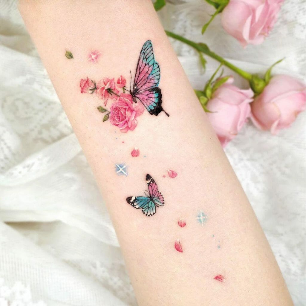 Roses And Butterflies Tattoo