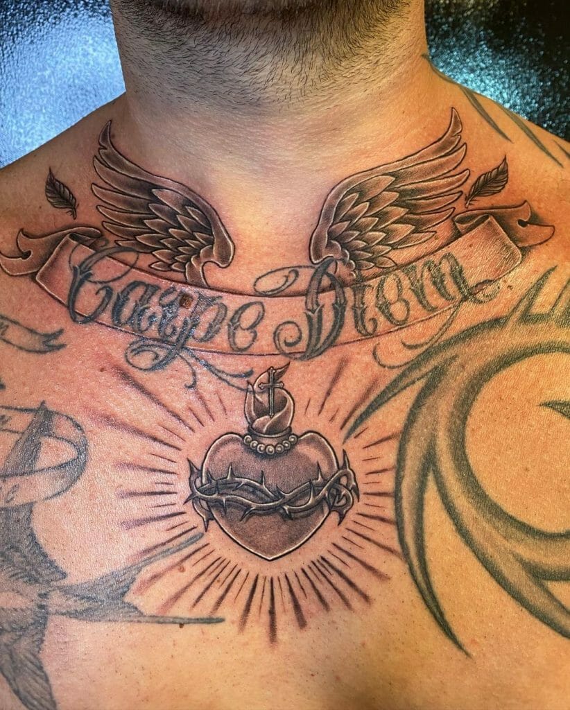Sacred Heart Tattoo With Angel Wings