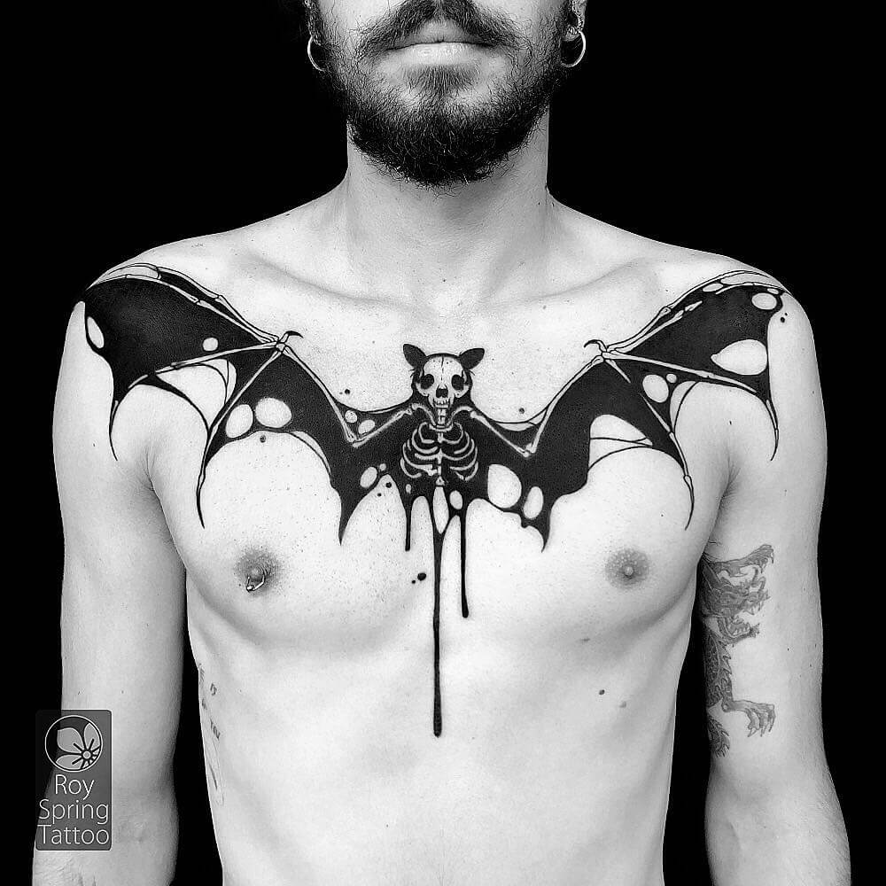 Scary Bat Skeleton Tattoo