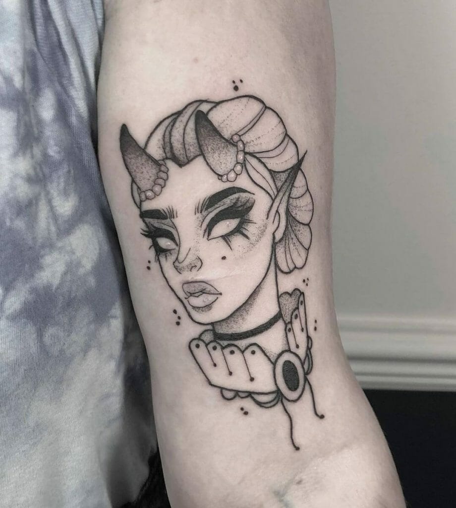 She-devil Evil Face Tattoo