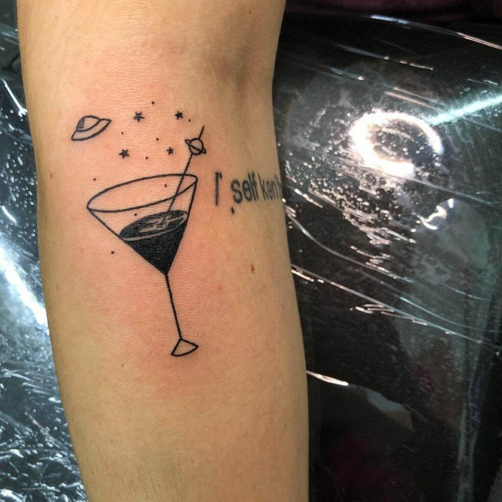 Simple Black Martini Glass Tattoo