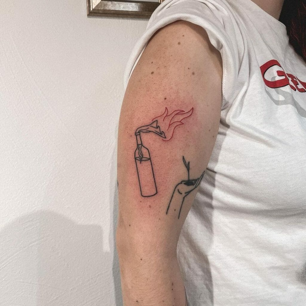 Simple Outline Molotov Cocktail Tattoo