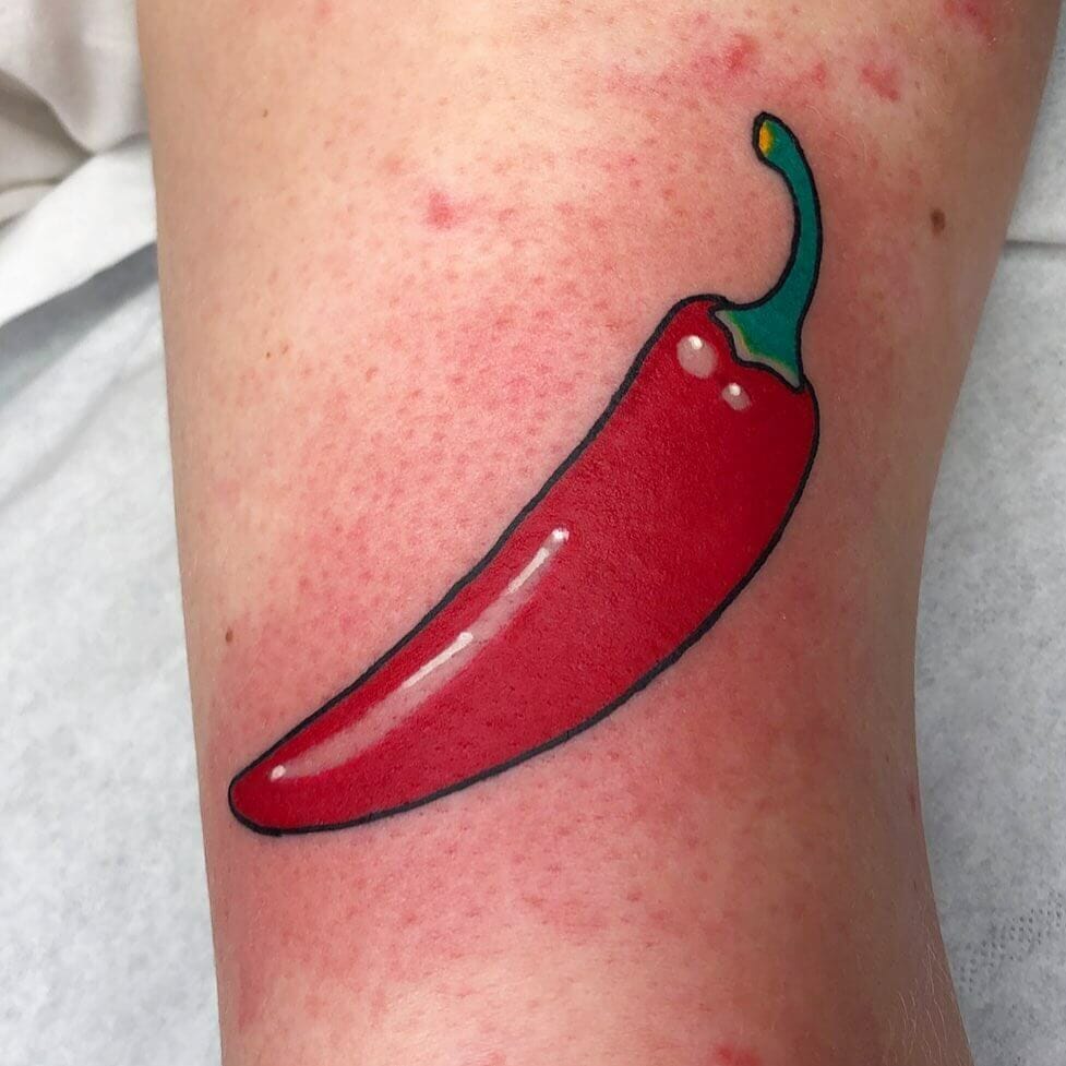 Simple Red Jalapeno Pepper Tattoo
