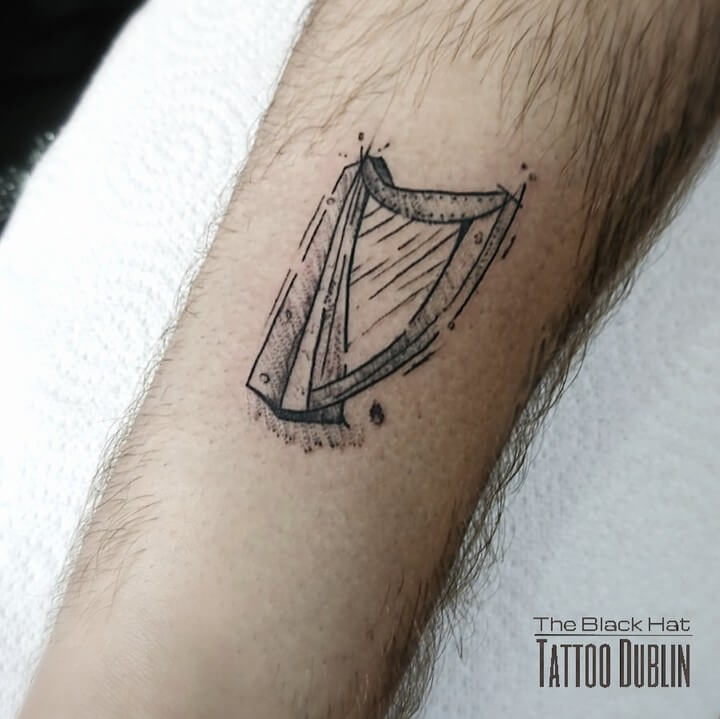 Simplified Irish Harp Tattoo