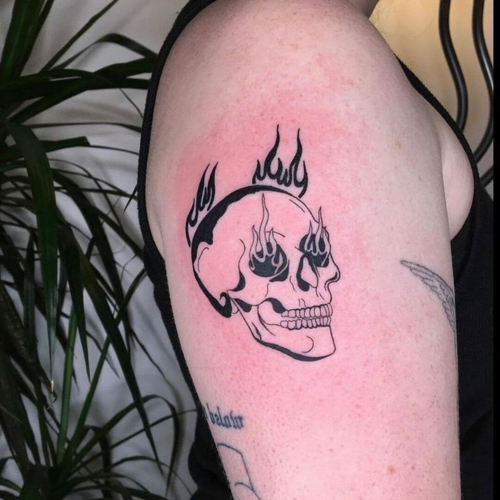Skull On Fire Tattoo