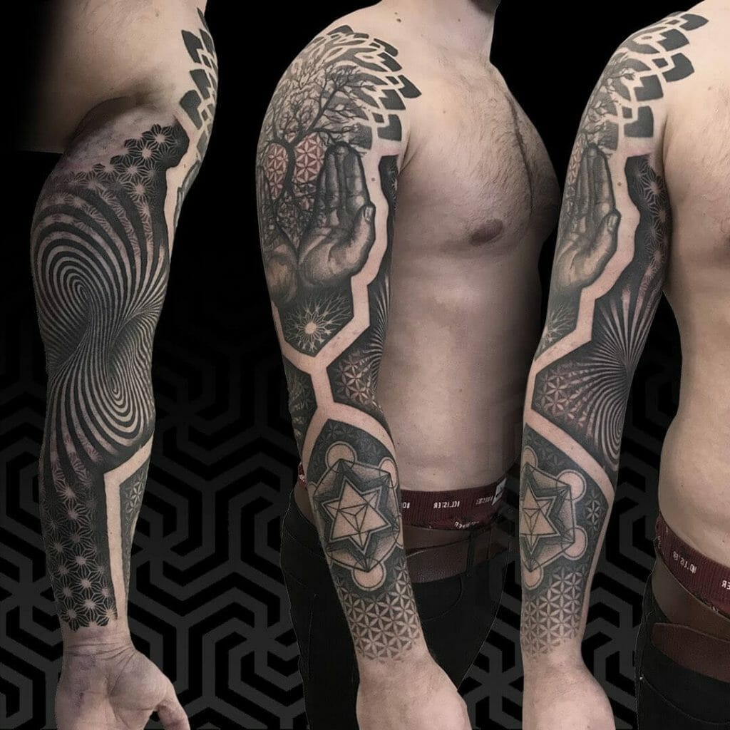 Sleeve Metatron Cube Tattoo Design