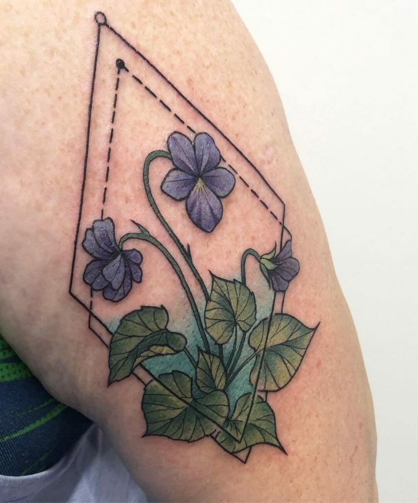 Small Geometric Flower Tattoo of Violets