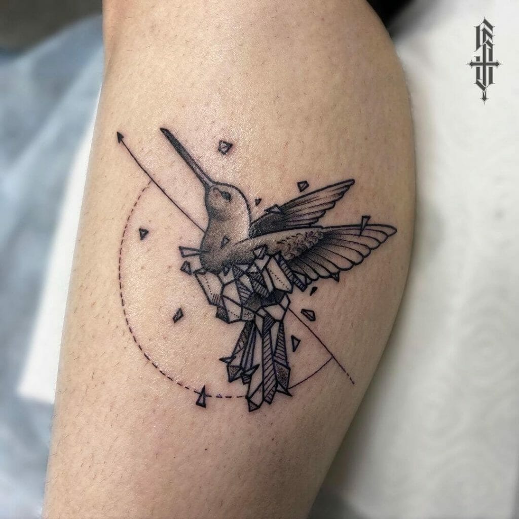Small Geometric Hummingbird Tattoo Design